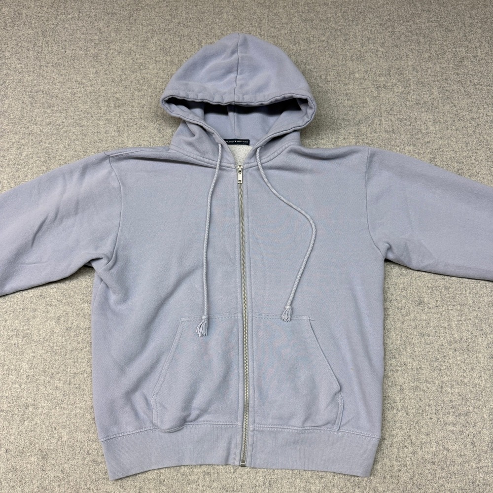 Brandy Melville Full Zip Hoodie One Size Light Blue Periwinkle Oversized Fleece